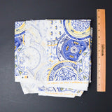 Blue, Yellow + White Woven Canvas Fabric - 36" x 56"