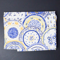 Blue, Yellow + White Woven Canvas Fabric - 36" x 56"