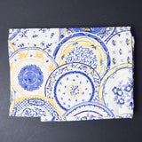 Blue, Yellow + White Woven Canvas Fabric - 36" x 56"