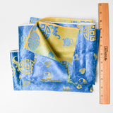 Blue + Gold Silky Jacquard Woven Fabric - 28" x 40"