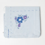 Light Blue Floral Printed Tablecloth, Stamped for Hemming - 36" x 50"