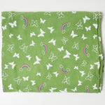 Green Butterfly + Rainbow Stretch Knit Fabric - 48" x 52"