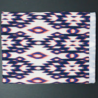 Pink, Blue + White Patterned Double Knit Fabric - 38" x 62"