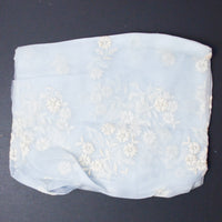 Blue + White Floral Vintage Embroidered Organza Fabric - 42" x 45"