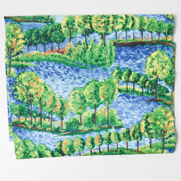 Landscape Painting Quilting Weight Woven Fabric - 44" x 35"