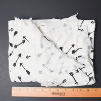 Black + Off-White Arrow Print Semi-Sheer Knit Fabric - 35" x 64"