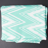 Teal + White Zig Zag Double Knit Fabric - 64" x 76"