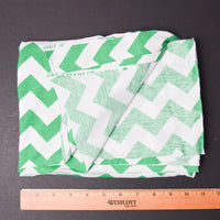 Green + White Chevron Jersey Knit Fabric - 48" x 60"