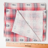 Red + Black Plaid Printed Knit Fabric - 60" x 64"