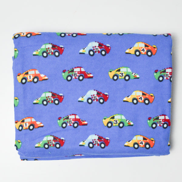 Race Car Print Flannel Fabric - 42" x 61"