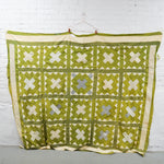 Green, Blue + Off-White Pieced Quilt Top - 76" x 88"