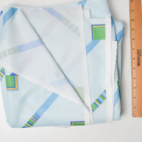 Blue Geometric Print Polyester Thick Knit Fabric - 62" x 124"