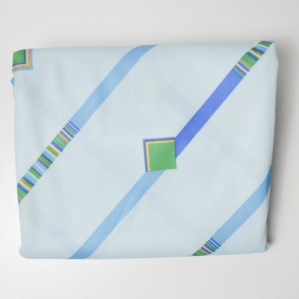 Blue Geometric Print Polyester Thick Knit Fabric - 62" x 124"