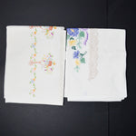 Vintage Embroidered Floral Pillowcases - Two 20" x 30"