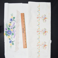 Vintage Embroidered Floral Pillowcases - Two 20" x 30"