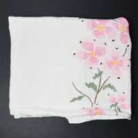 Embroidered Linen Tablecloth with Crochet Lace Edge - 50" x 64"