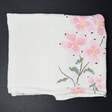 Embroidered Linen Tablecloth with Crochet Lace Edge - 50" x 64"