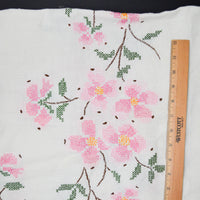 Embroidered Linen Tablecloth with Crochet Lace Edge - 50" x 64"