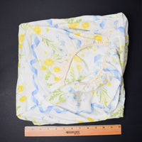 Ribbon Stripe by Wamsutta Vintage Yellow + Blue Floral Ribbon Print Fitted Sheet - 37" x 72"