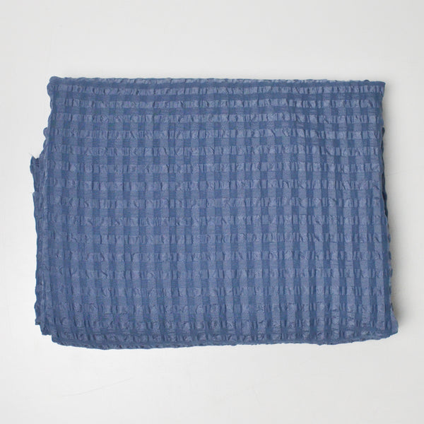 Puckered Gingham Cornflower Blue Semi-Sheer Woven Fabric - 60" x 76"
