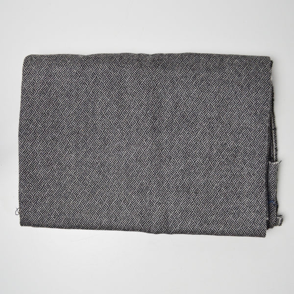 Gray Diagonal Basketweave Woolly Woven Fabric - 64" x 74"