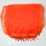 Sheer Orange Polyester Fabric Curtains with Beaded Trim - Four 9" x 100" Pieces