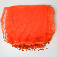 Sheer Orange Polyester Fabric Curtains with Beaded Trim - Four 9" x 100" Pieces