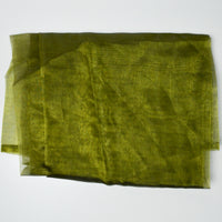 Sheer Olive Green Polyester Fabric Curtain with Beaded Corner Weights - 80" x 80"