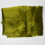 Sheer Olive Green Polyester Fabric Curtain with Beaded Corner Weights - 80" x 80"