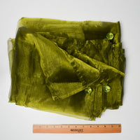 Sheer Olive Green Polyester Fabric Curtain with Beaded Corner Weights - 80" x 80"