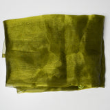 Sheer Olive Green Polyester Fabric Curtain with Beaded Corner Weights - 80" x 80"