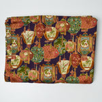 Lantern Print + Dark Purple Quilting Weight Woven Fabric with Gold Accents - 44" x 136"
