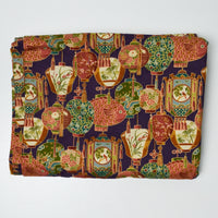 Lantern Print + Dark Purple Quilting Weight Woven Fabric with Gold Accents - 44" x 136"