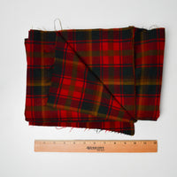 Green + Red Plaid Lightweight Woolly Woven Fabric - 36" x 52"