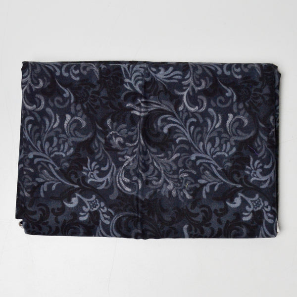 Gray + Back Patterned Quilting Weight Woven  Fabric - 16" x 104"