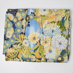 Blue, Green + Gold Floral Quilting Weight Woven Fabric - 44" x 80"