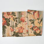 Green + Red Floral Striped Quilting Weight Woven Fabric - 40" x 56"