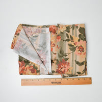 Green + Red Floral Striped Quilting Weight Woven Fabric - 40" x 56"