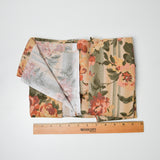 Green + Red Floral Striped Quilting Weight Woven Fabric - 40" x 56"