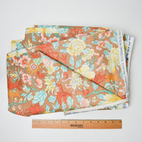 Brown + Colorful Floral Print Scotchgard-Coated V & A Reproduction Woven Fabric - 58" x 120"