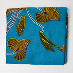 Blue, Green + Yellow African Wax Print Fabric - 40" x 81"