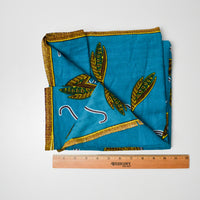 Blue, Green + Yellow African Wax Print Fabric - 40" x 81"