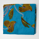 Blue, Green + Yellow African Wax Print Fabric - 40" x 81"