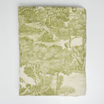 Green Toile Print Canvas Woven Drapery Fabric - 52" x 78"