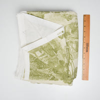 Green Toile Print Canvas Woven Drapery Fabric - 52" x 78"