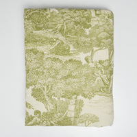 Green Toile Print Canvas Woven Drapery Fabric - 52" x 78"