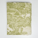 Green Toile Print Canvas Woven Drapery Fabric - 52" x 78"