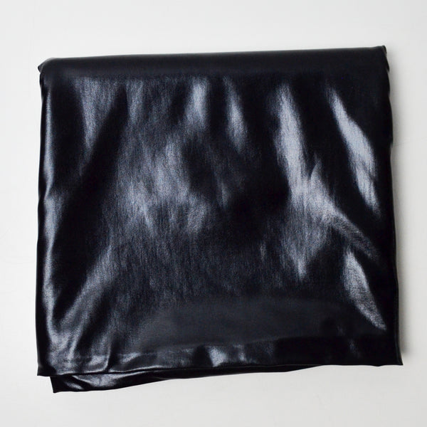 Black Wet Look Stretch Knit Fabric - 60" x 70"