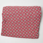 Pink, Brown + White Geometric Print Cotton + Spandex Jersey Knit Fabric - 64" x 72"