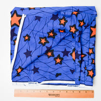 Blue + Orange Stars Wax Print Woven Fabric - 48" x 184"
